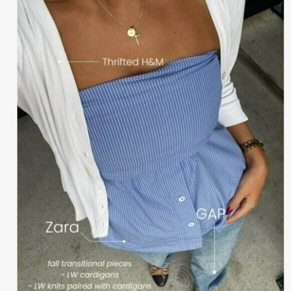 ZARA STRETCH POPLIN TOP SIZE L 3376/010/044 17 ptp - Picture 2 of 3